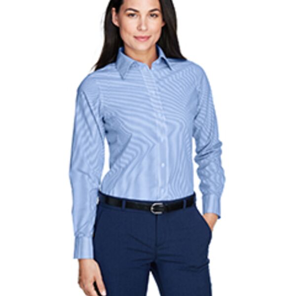 Ladies' Crown Collection® Banker Stripe Woven Shirt Thumbnail