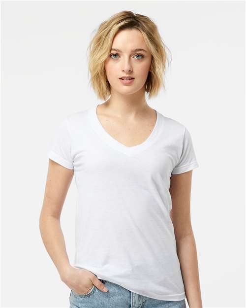 Tultex - Women's Fine Jersey V-Neck T-Shirt - 214