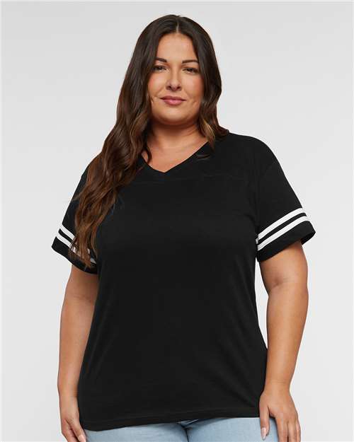 LAT - Women's Football V-Neck Fine Jersey Tee - 3537