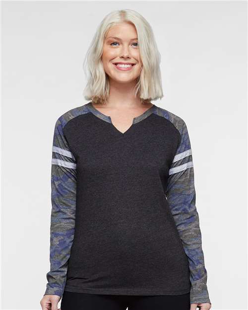 LAT – Women’s Fine Jersey Mash Up Long Sleeve T-Shirt – 3534