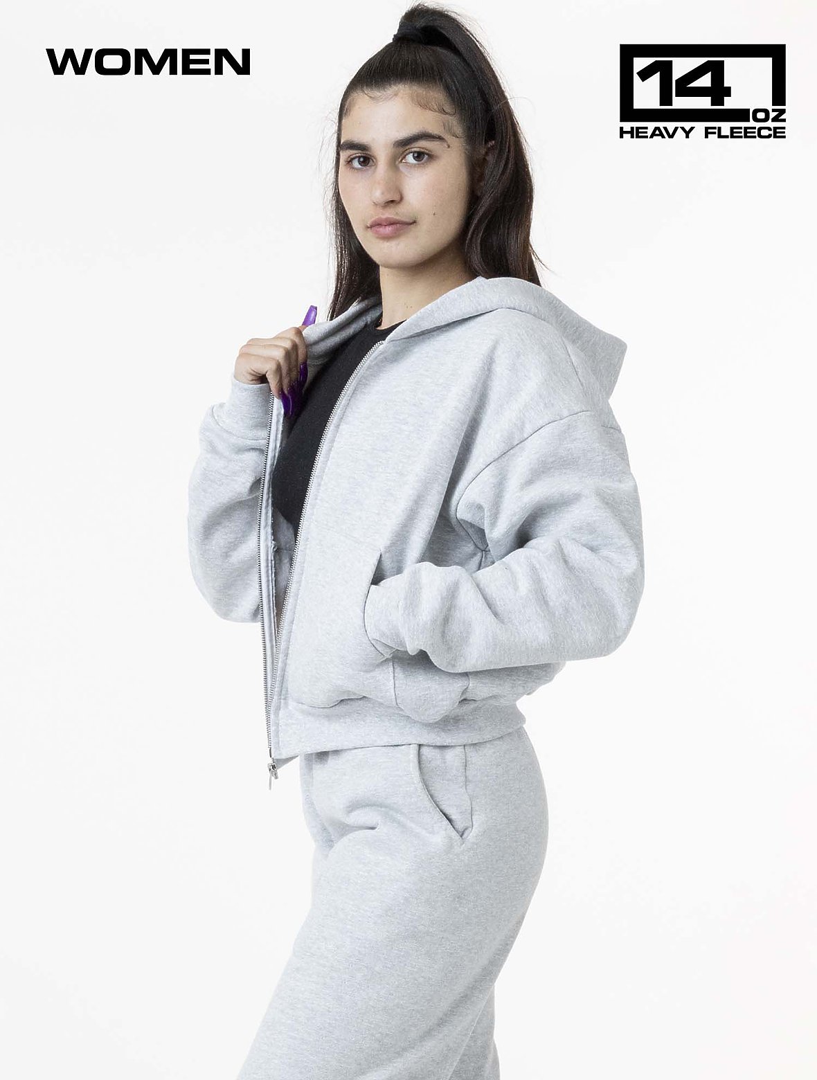 Heavy Fleece Cropped Zip Up