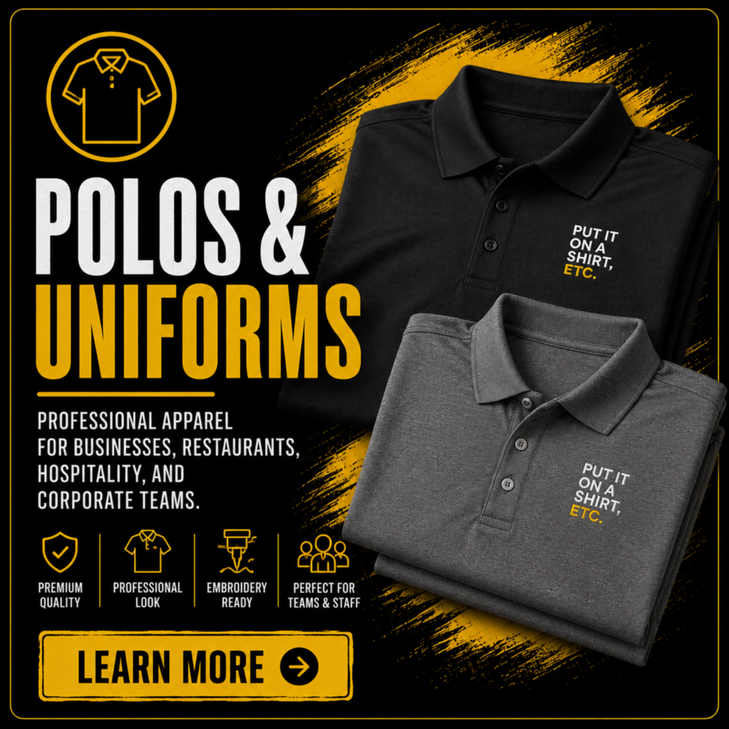 Professional polos and uniform apparel for businesses, restaurants, schools, and corporate teams.